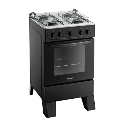 Fogão 4 Bocas Atlas Milão Mesa Inox Preto Fogão 4 Bocas Atlas Milão Mesa Inox Preto